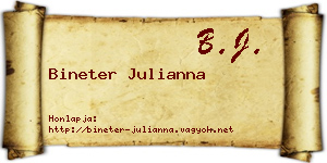 Bineter Julianna névjegykártya